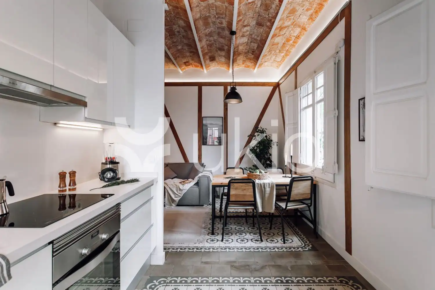Cocina de Apartamento de alquiler en Barcelona con Aire acondicionado, Amueblado y Horno