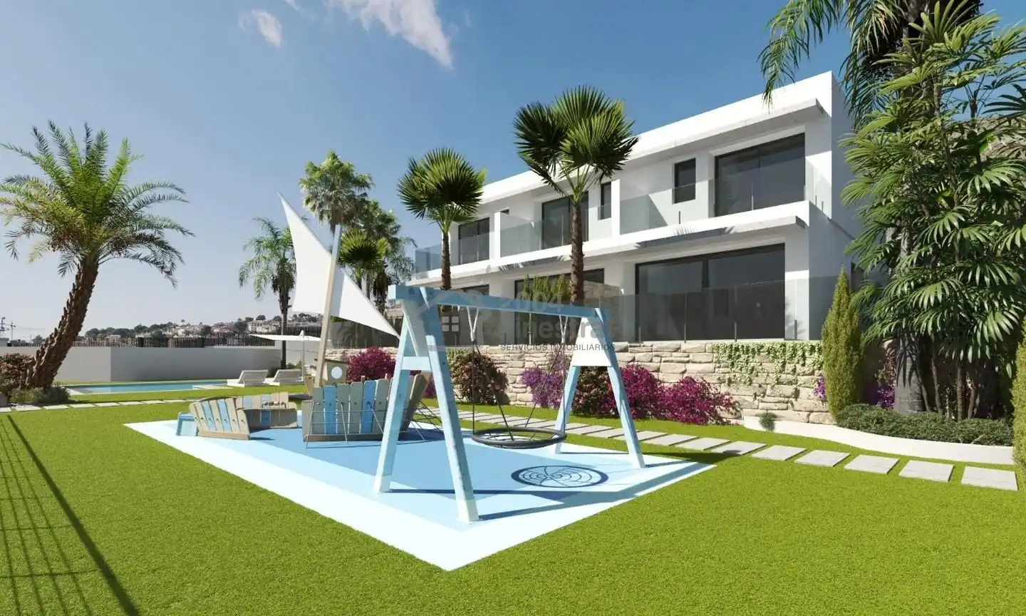 Jardí de Casa adosada en venda en Finestrat amb Jardí privat, Terrassa i Piscina comunitària