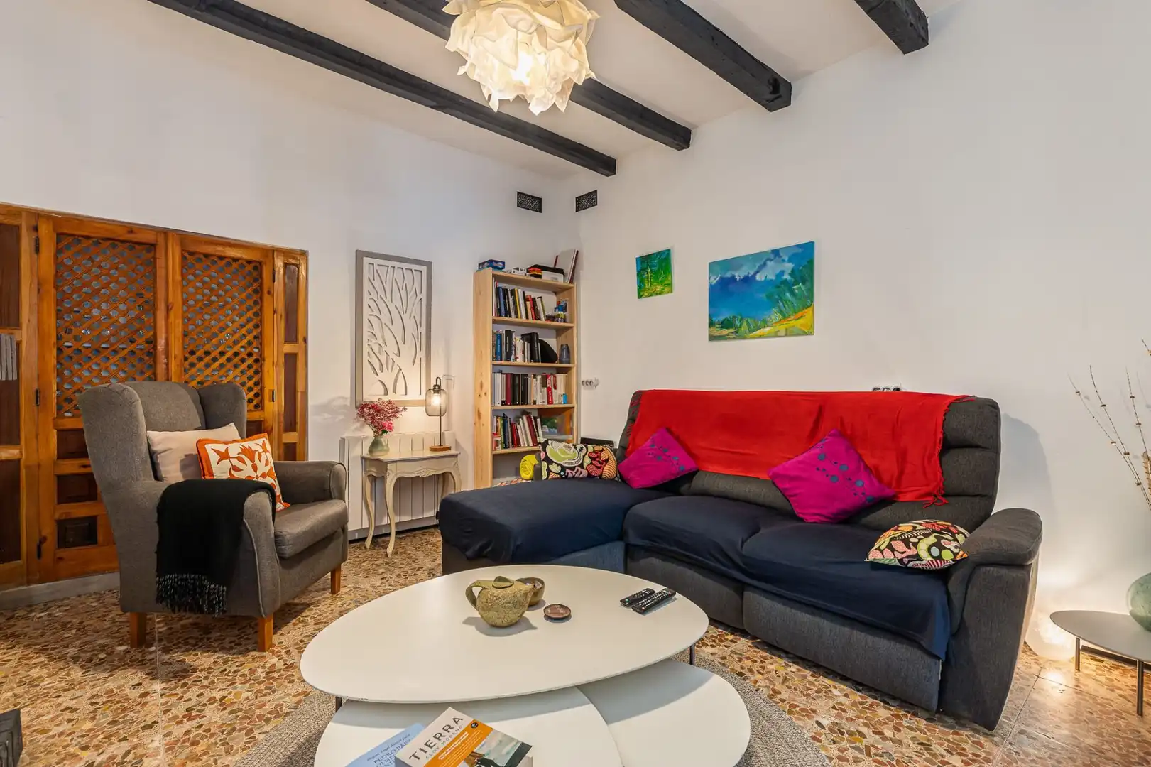Wohnzimmer von Einfamilien-Reihenhaus zum Verkauf in Olmeda de las Fuentes mit Heizung und Terrasse