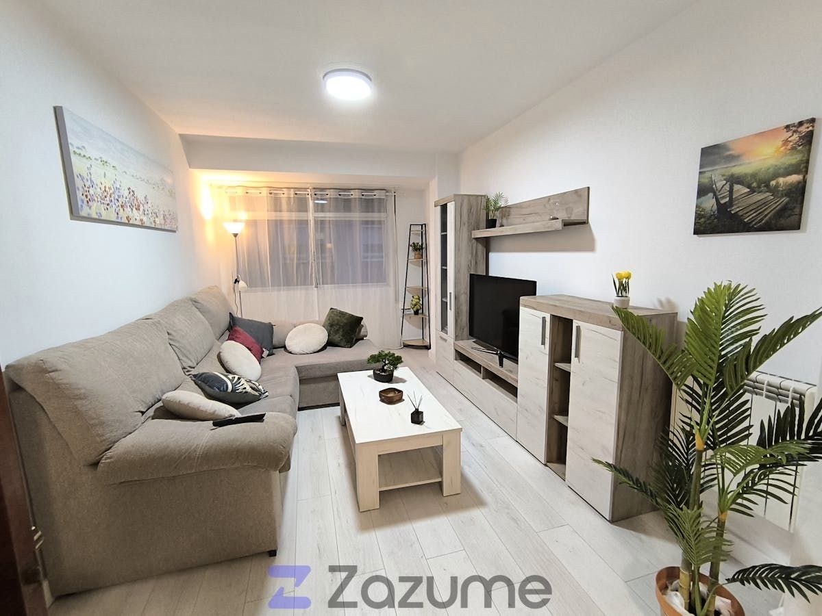 Living room of Flat for rent in Ferrol  with Parquet flooring, Terrace and Furnished