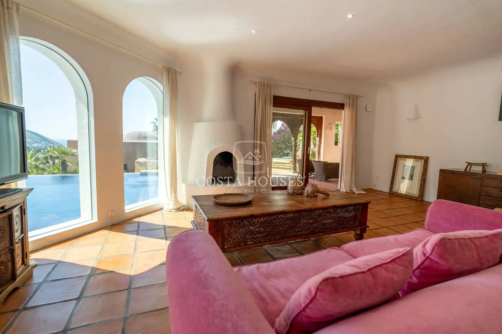 Sala d'estar de Casa o xalet en venda en Moraira amb Aire condicionat, Calefacció i Jardí privat