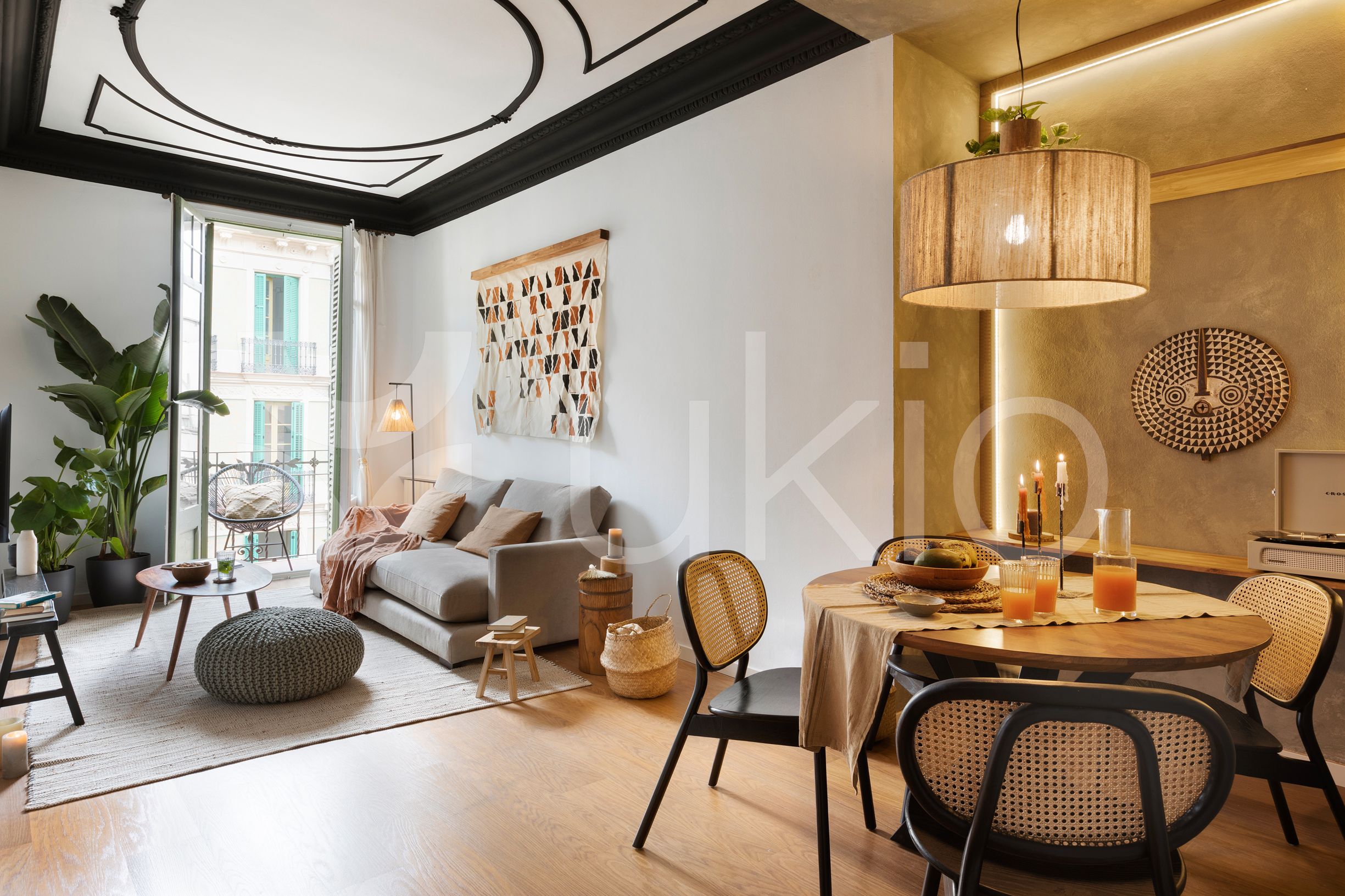 Sala d'estar de Apartament de lloguer en  Barcelona Capital amb Aire condicionat, Calefacció i Moblat