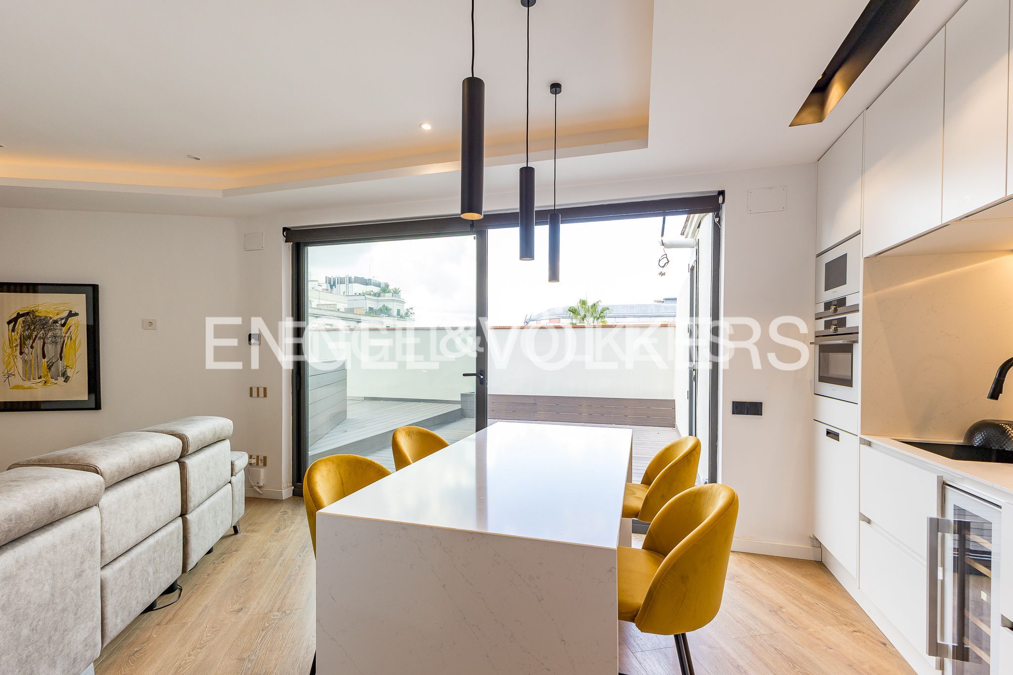 Esszimmer von Dachboden zum Verkauf in  Barcelona Capital mit Klimaanlage, Heizung und Parkett