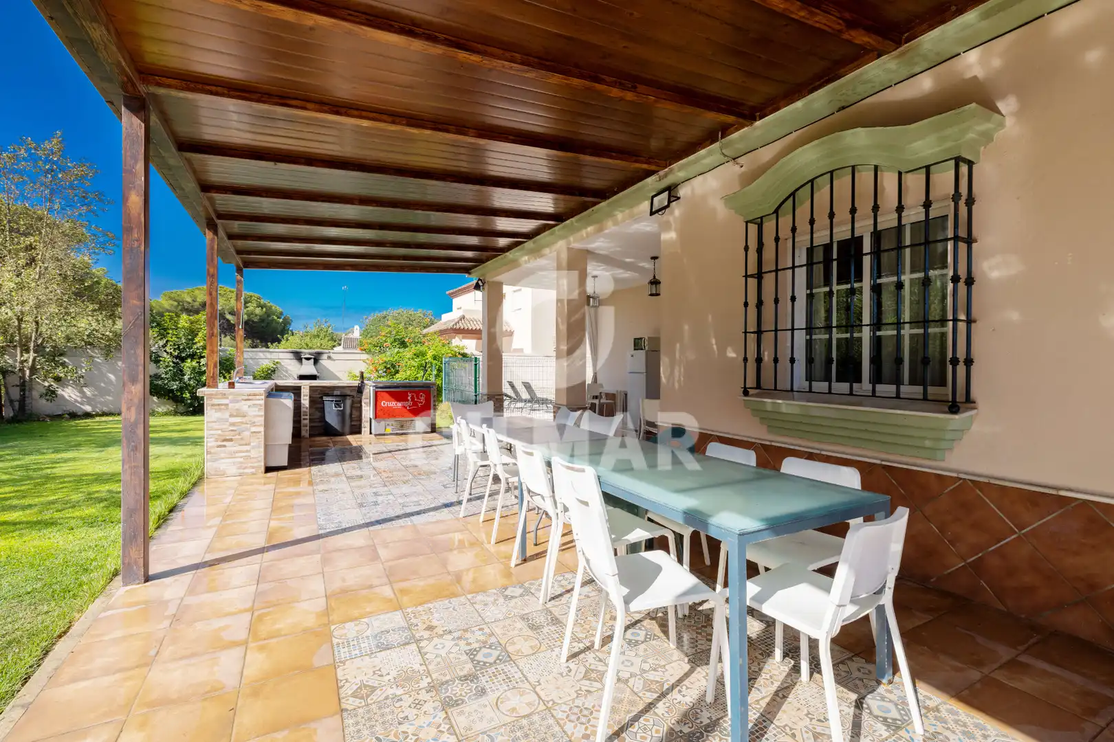 Jardí de Casa o xalet de lloguer en El Puerto de Santa María amb Aire condicionat, Jardí privat i Piscina
