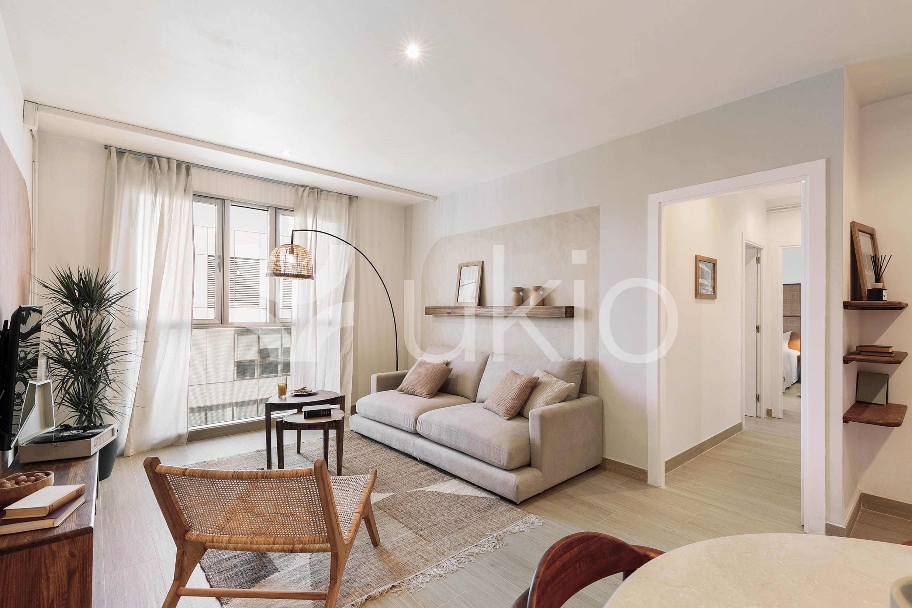 Sala d'estar de Apartament de lloguer en  Barcelona Capital amb Aire condicionat, Calefacció i Moblat