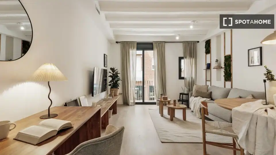 Sala de estar de Piso de alquiler en Barcelona con Aire acondicionado, Calefacción y Amueblado