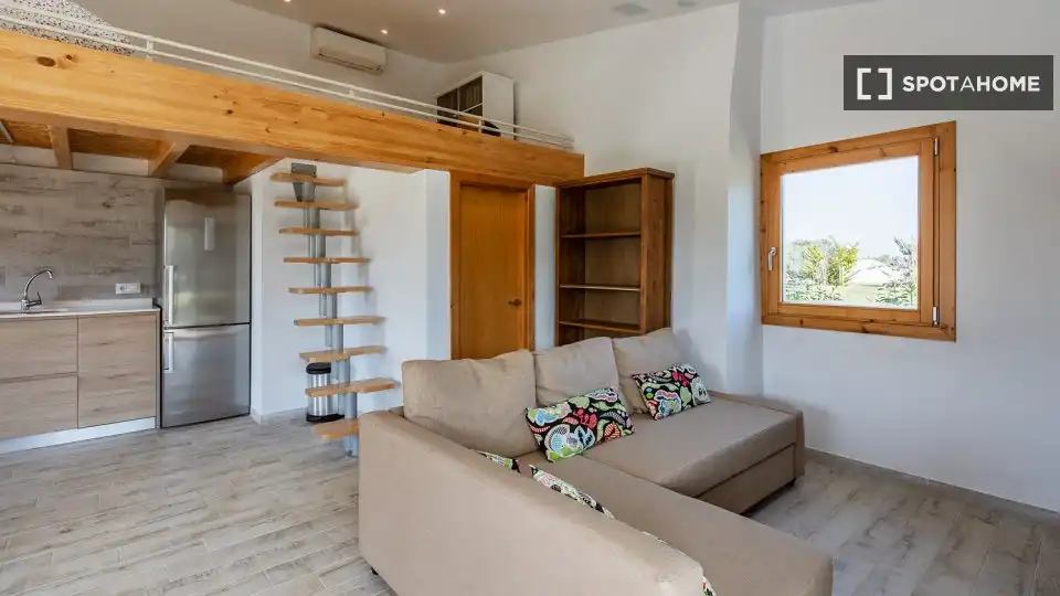Sala de estar de Apartamento para compartir en Inca con Aire acondicionado, Terraza y Amueblado