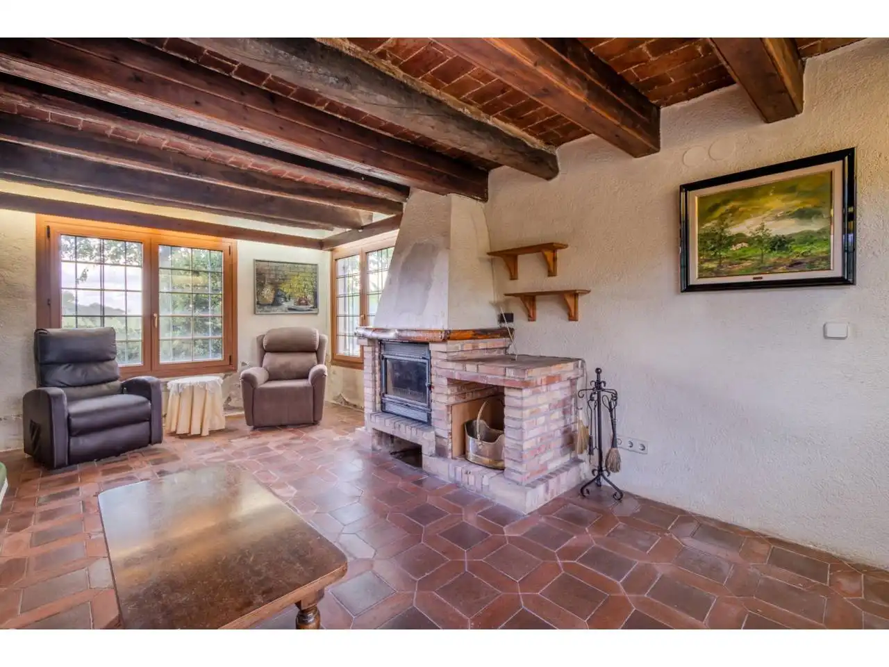 Sala de estar de Finca rústica en venta en Sils con Calefacción, Jardín privado y Terraza