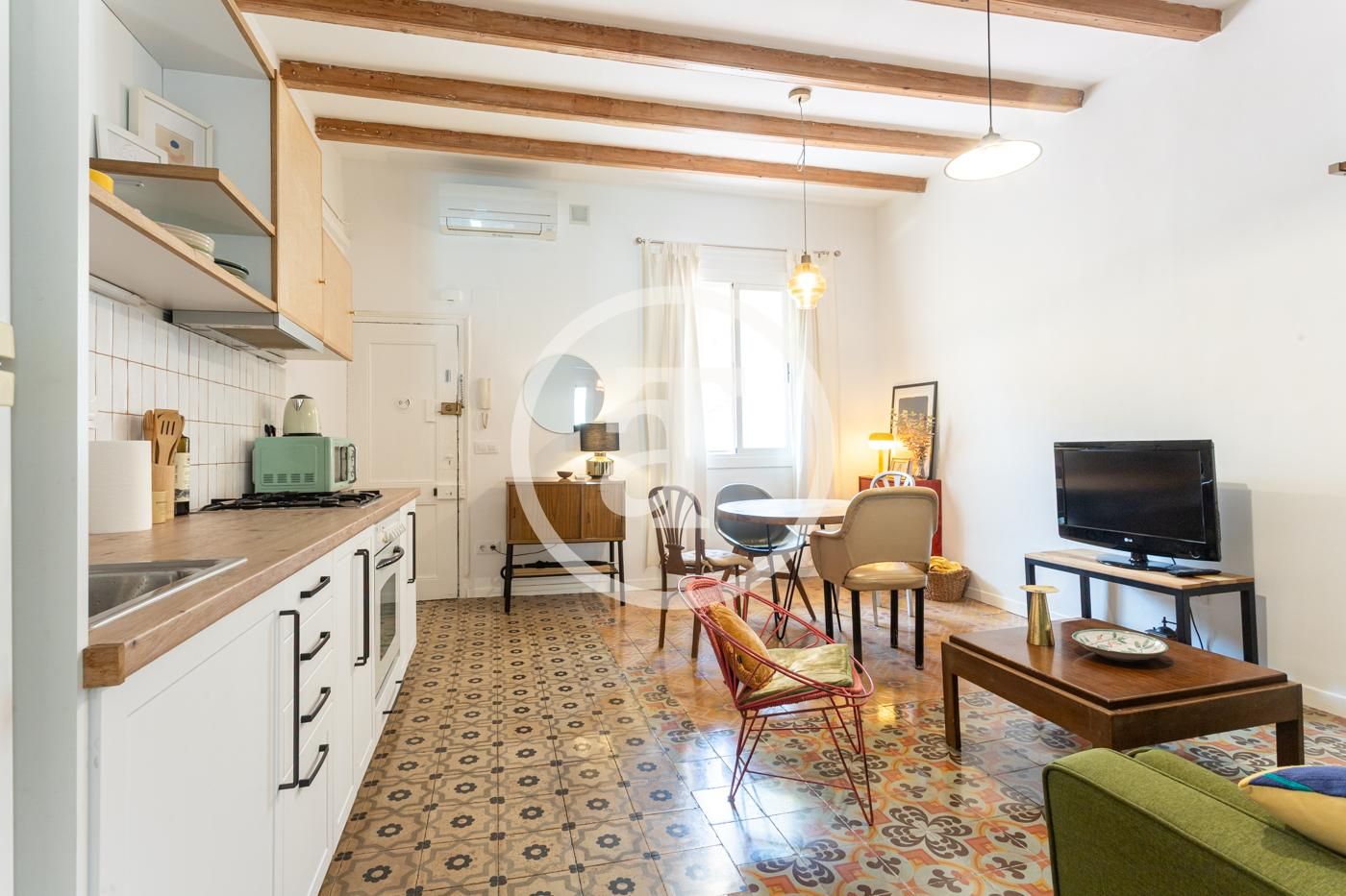 Living room of Flat to rent in  Barcelona Capital  with Air Conditioner, Heating and Furnished