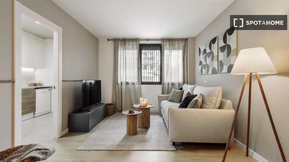 Living room of Flat for rent in Barcelona  with Air Conditioner, Heating and Furnished