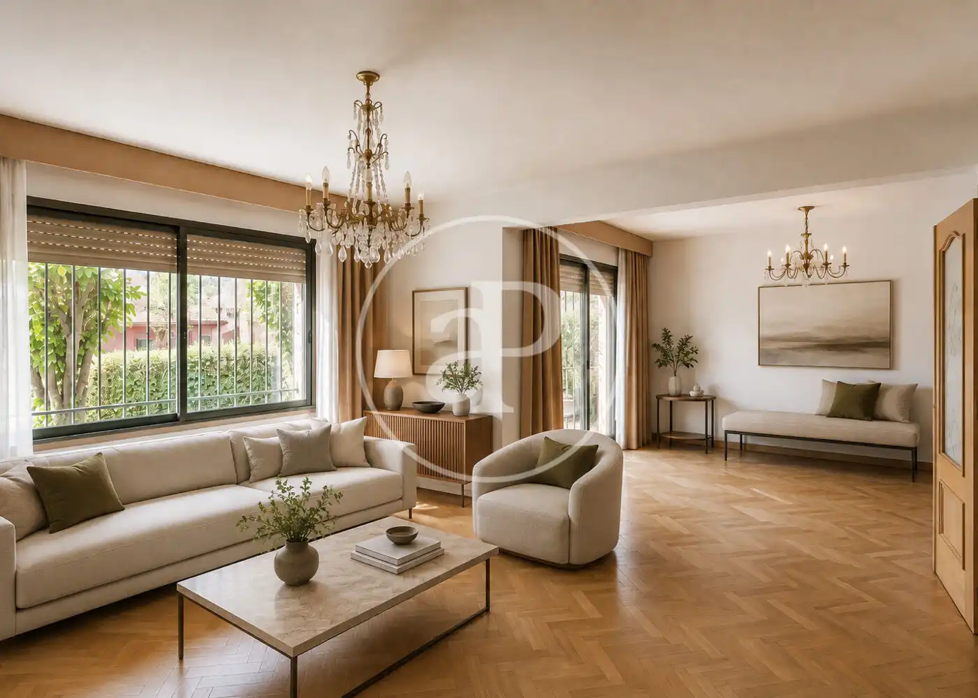 Sala de estar de Casa adosada en venta en Madrid con Calefacción, Jardín privado y Piscina