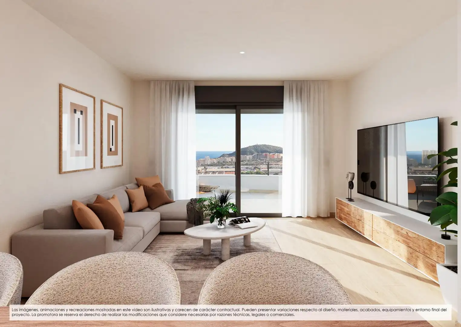 Wohnzimmer von Wohnungen zum Verkauf in Benidorm mit Klimaanlage, Heizung und Privatgarten