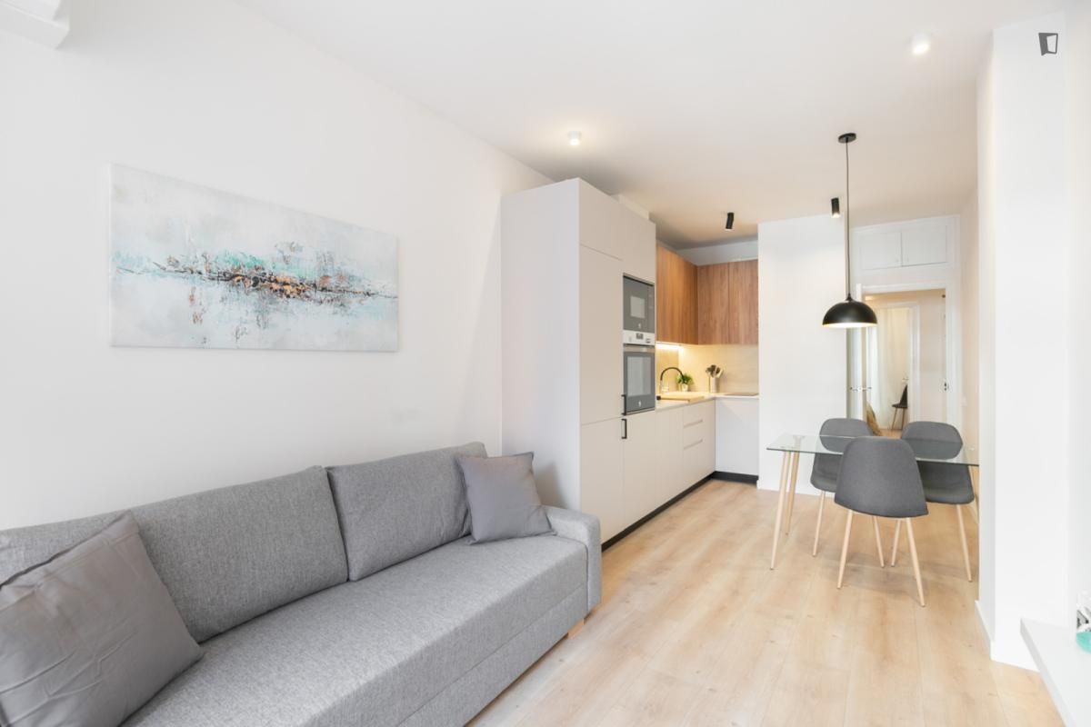 Sala d'estar de Apartament de lloguer en  Barcelona Capital amb Aire condicionat, Moblat i Forn