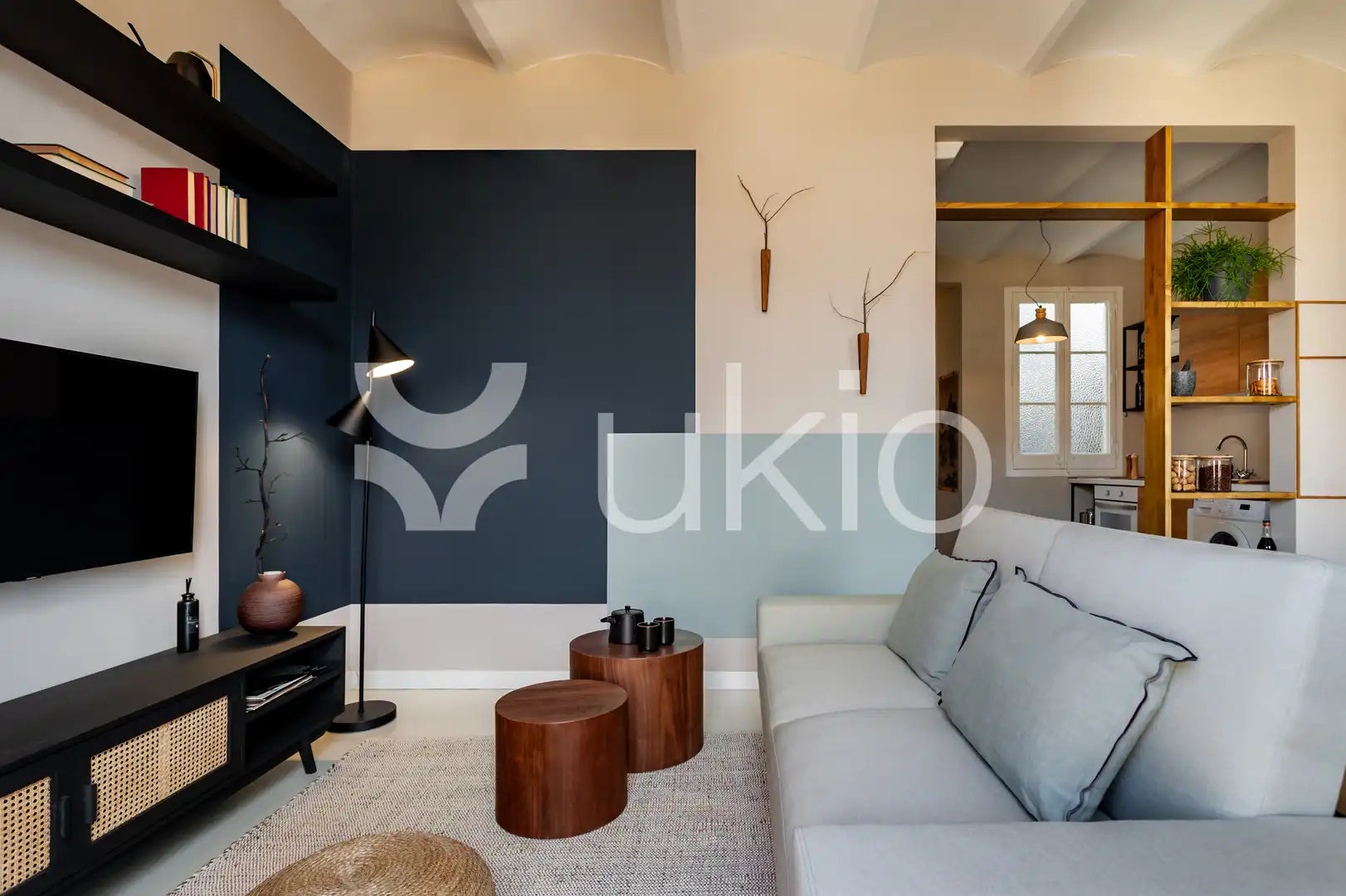 Sala de estar de Apartamento de alquiler en Barcelona con Aire acondicionado, Calefacción y Amueblado