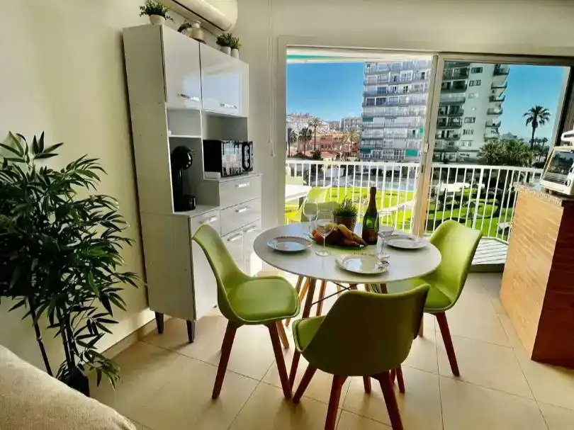 Dining room of Flat for rent in Benalmádena  with Air Conditioner, Swimming Pool and Furnished