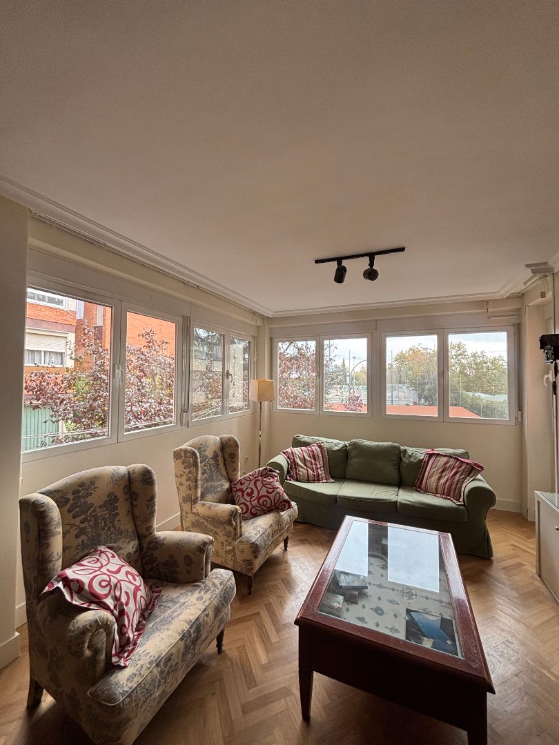 Living room of Flat to rent in  Madrid Capital  with Air Conditioner, Heating and Private garden