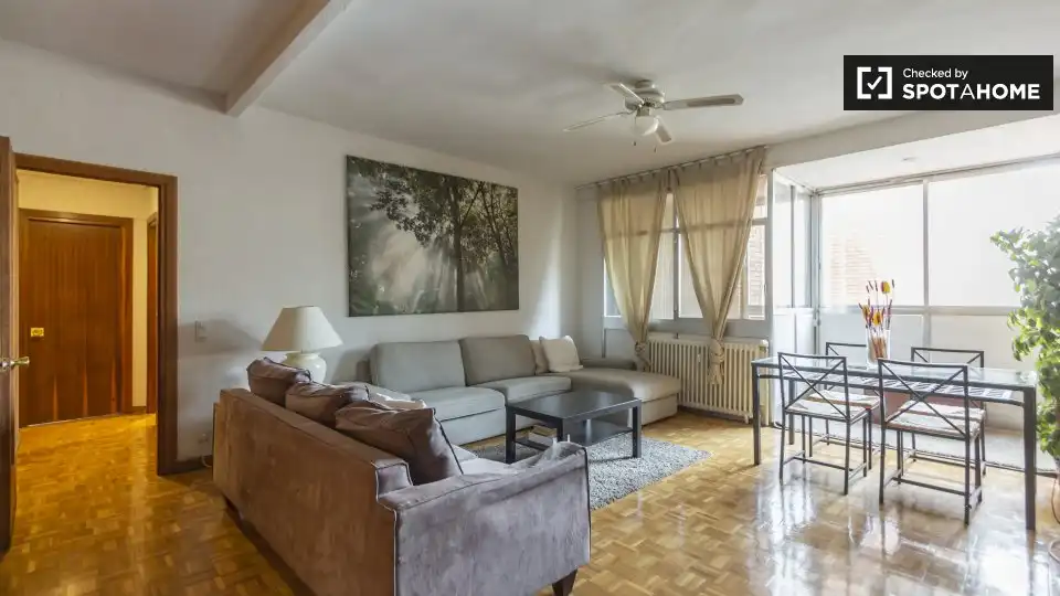 Living room of Flat for rent in Madrid  with Air Conditioner, Heating and Furnished