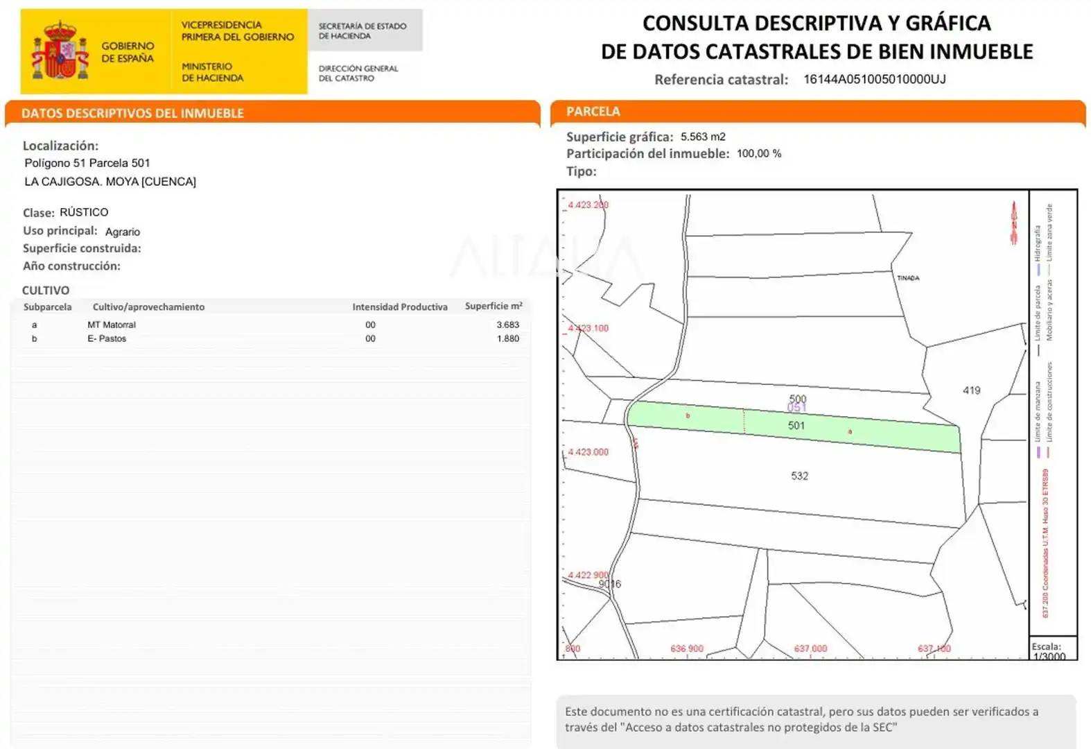 Terreno en venta en Moya (Cuenca)