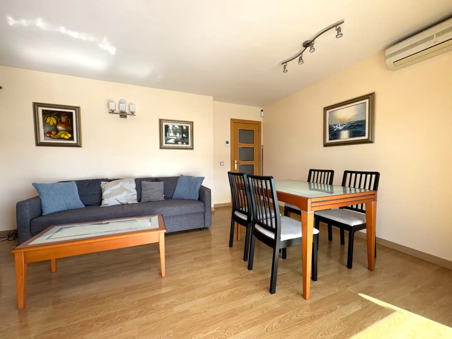 Sala d'estar de Pis en venda en Santa Susanna amb Aire condicionat, Jardí privat i Parquet