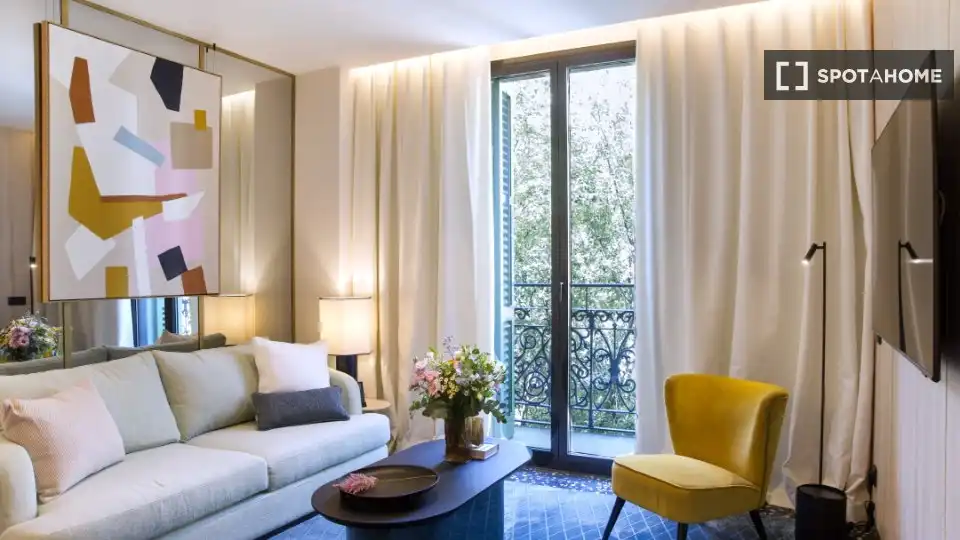 Living room of Flat for rent in Barcelona  with Air Conditioner, Heating and Furnished
