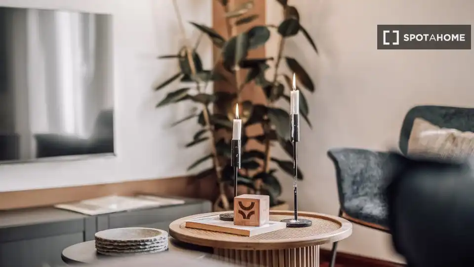 Wohnzimmer von Wohnungen zur untervermieten in Madrid mit Klimaanlage, Terrasse und Möbliert