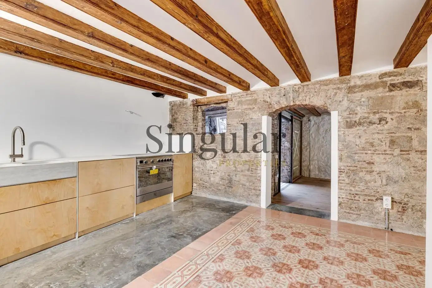 Küche von Maisonette zum Verkauf in Barcelona mit Heizung, Terrasse und Abstellraum