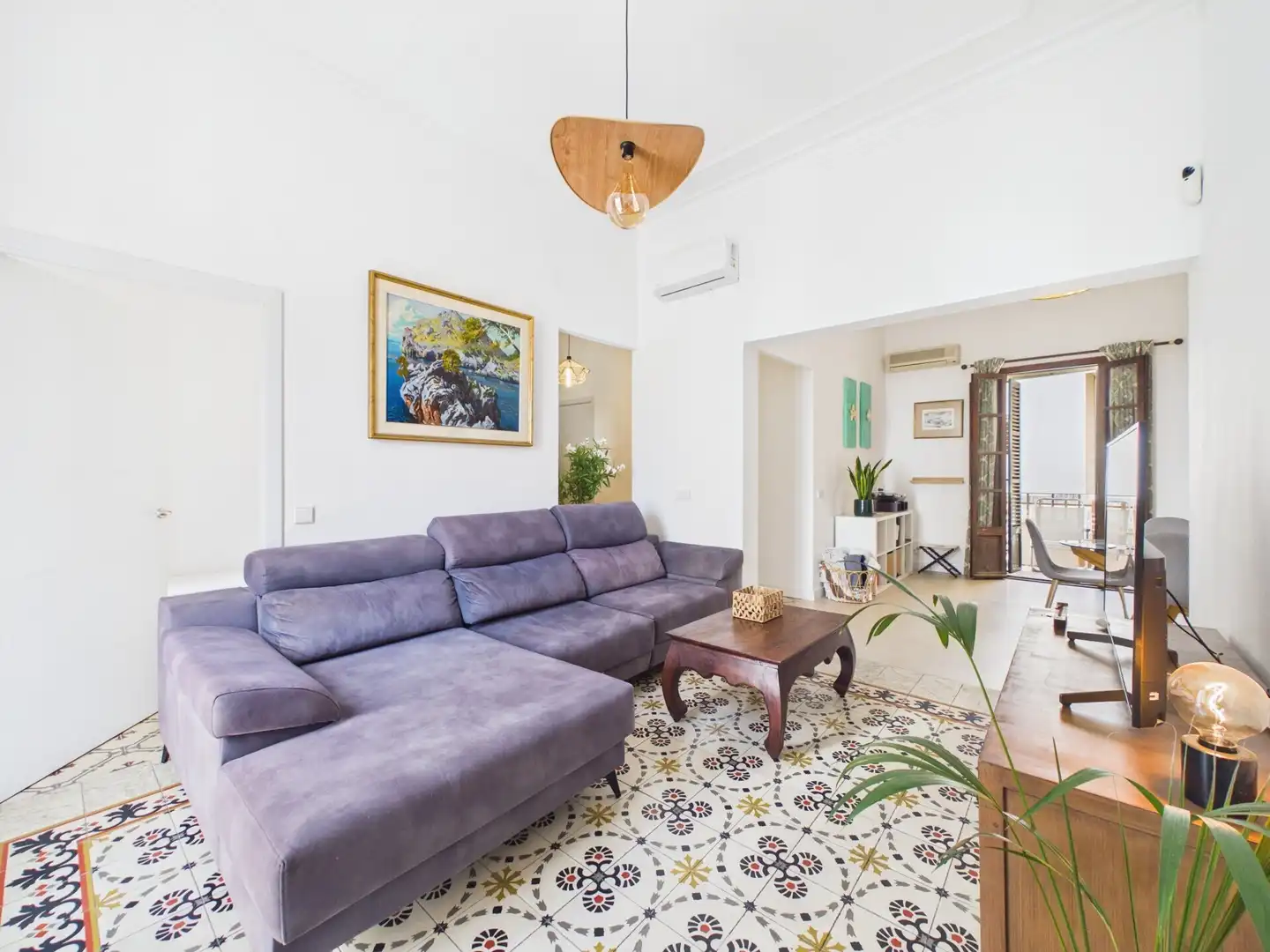 Sala d'estar de Pis de lloguer en  Palma de Mallorca amb Moblat, Balcó i Es permeten mascotes