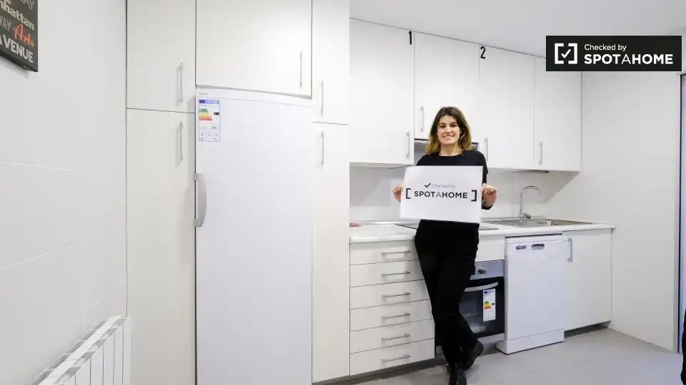 Cuina de Pis per a compartir en Madrid amb Aire condicionat, Calefacció i Moblat