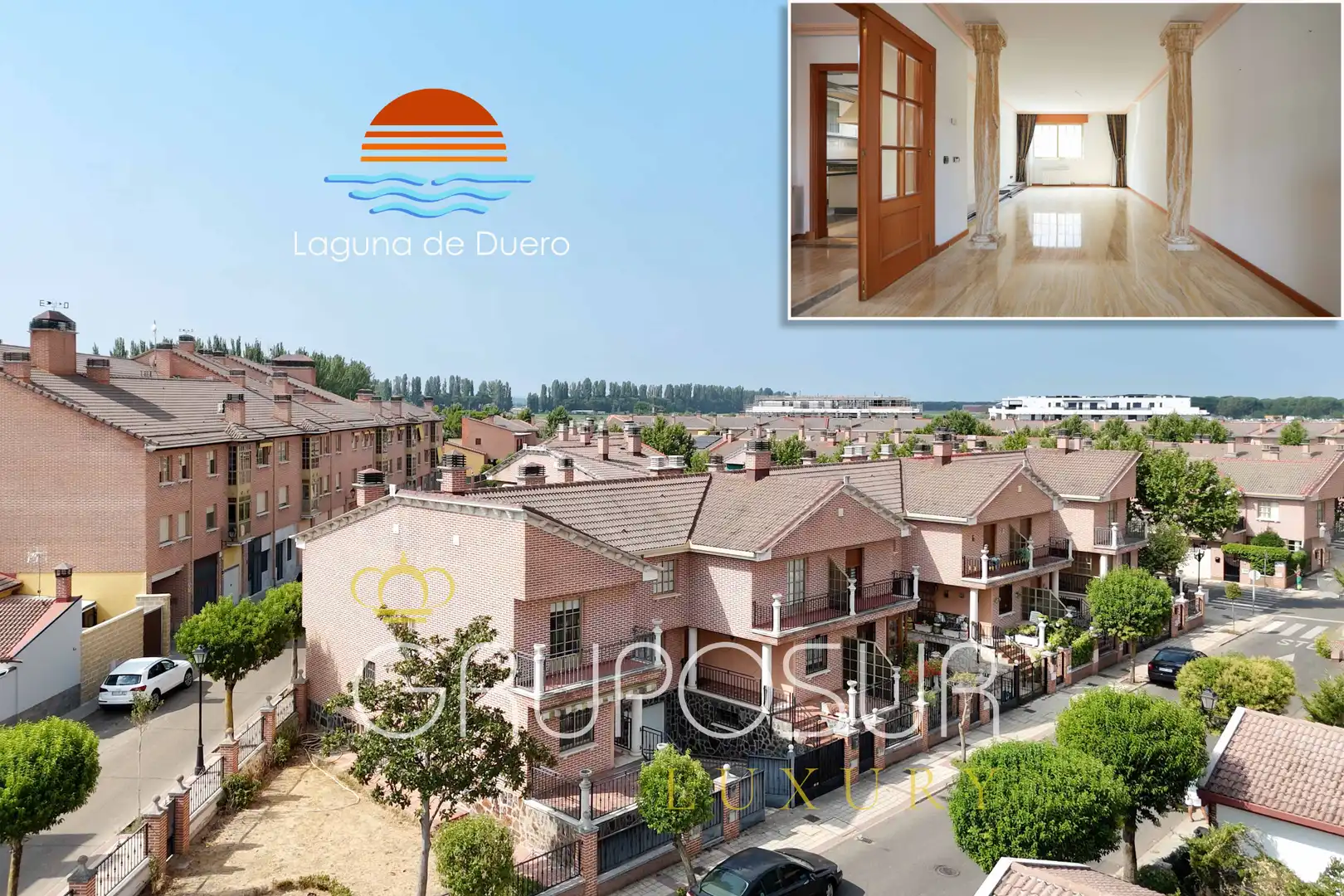 Vista exterior de Casa adosada en venda en Laguna de Duero amb Calefacció, Jardí privat i Parquet