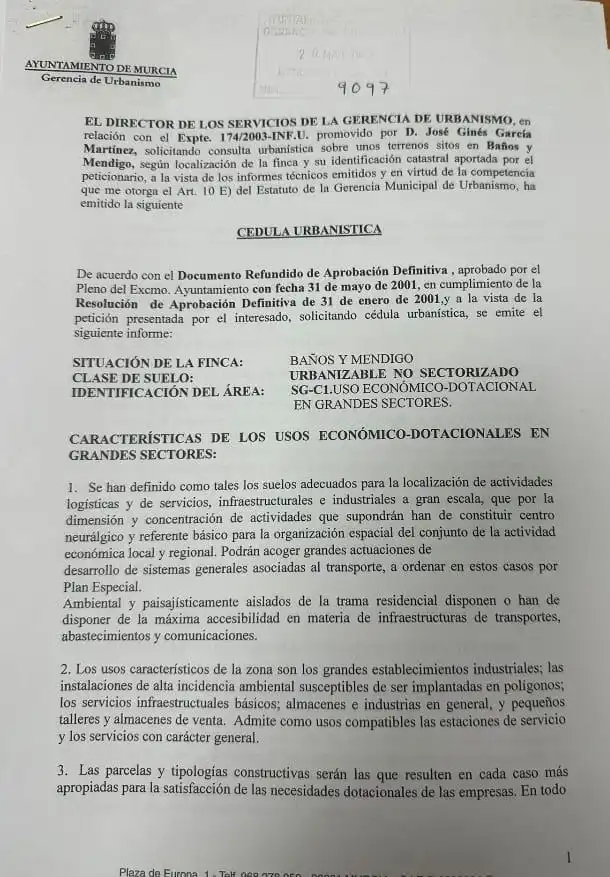 Vista exterior de Terreno industrial en venta en Murcia