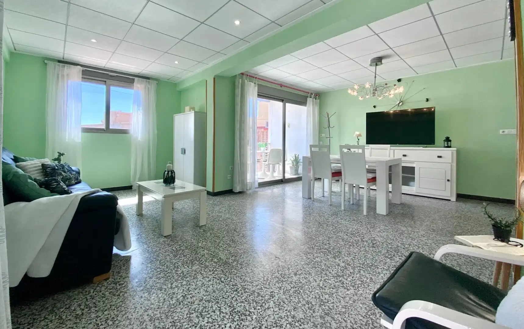 Living room of Flat for sale in La Pobla de Farnals  with Air Conditioner, Private garden and Balcony