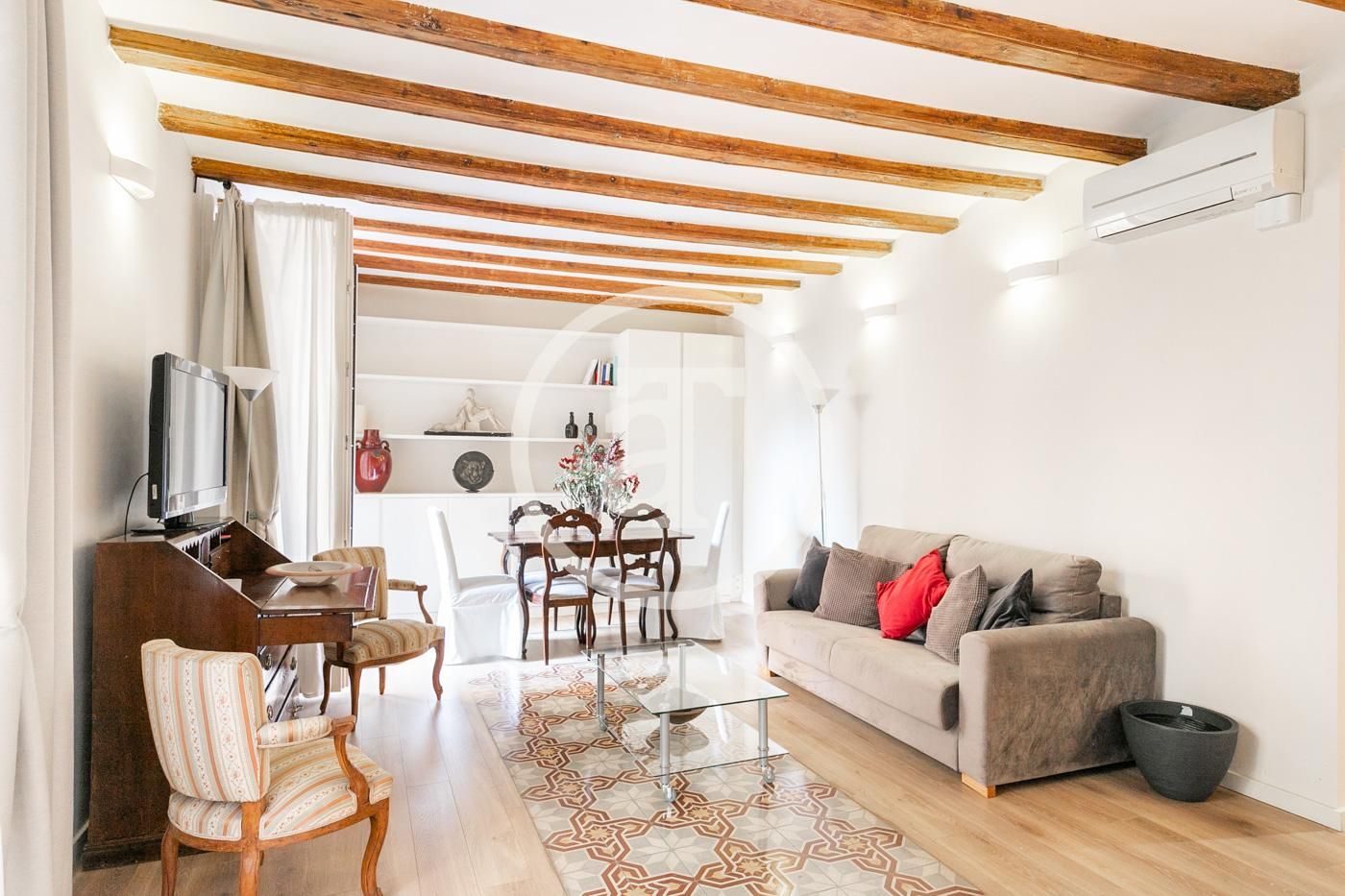 Living room of Flat to rent in  Barcelona Capital  with Air Conditioner, Heating and Furnished