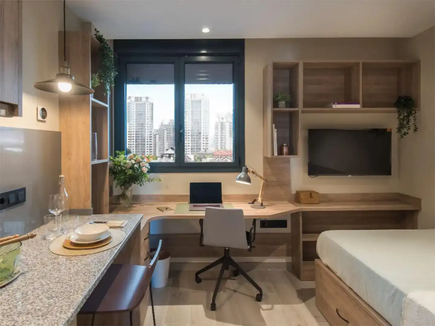 Schlafzimmer von Wohnung zur Miete in  Madrid Capital mit Klimaanlage und Schwimmbad