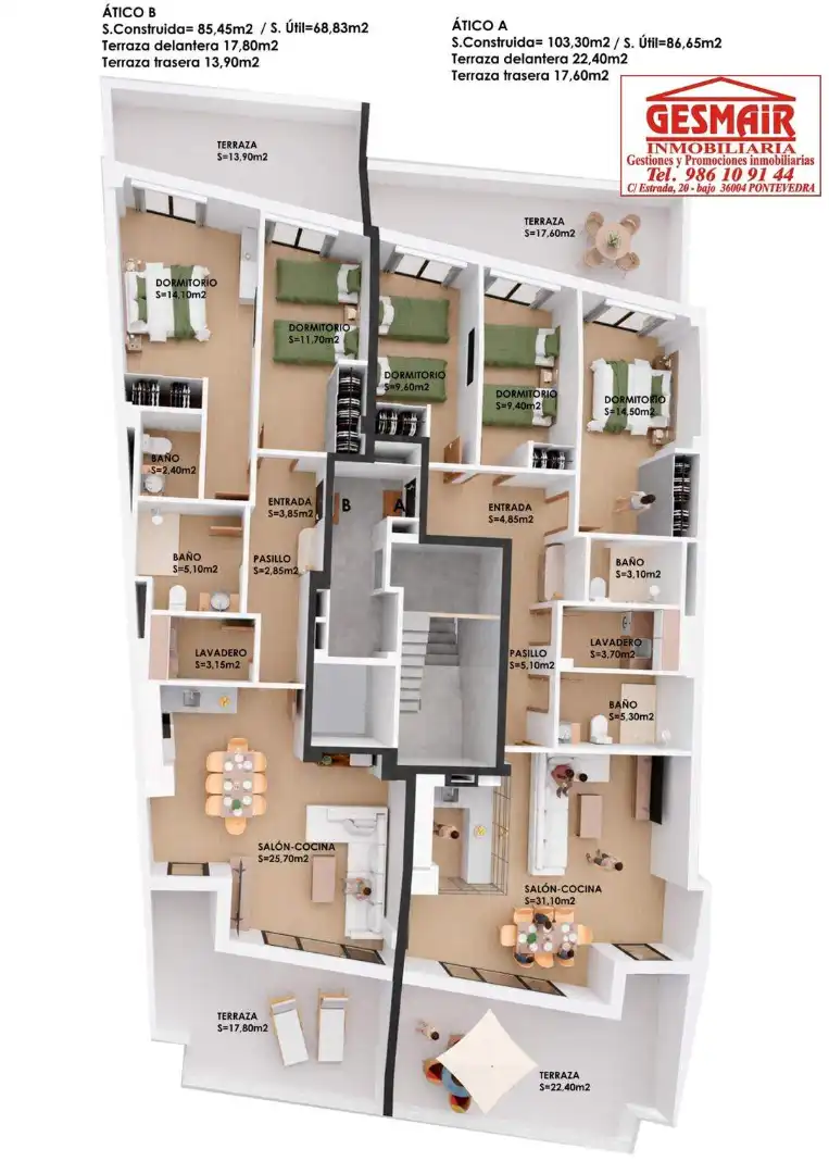 Penthouse mit Terrasse zum Verkauf in Avenida de Ourense, imagen 2
