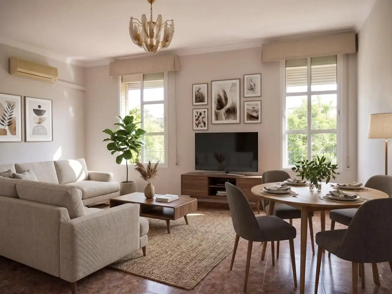 Living room of Flat for sale in Sevilla  with Air Conditioner and Furnished