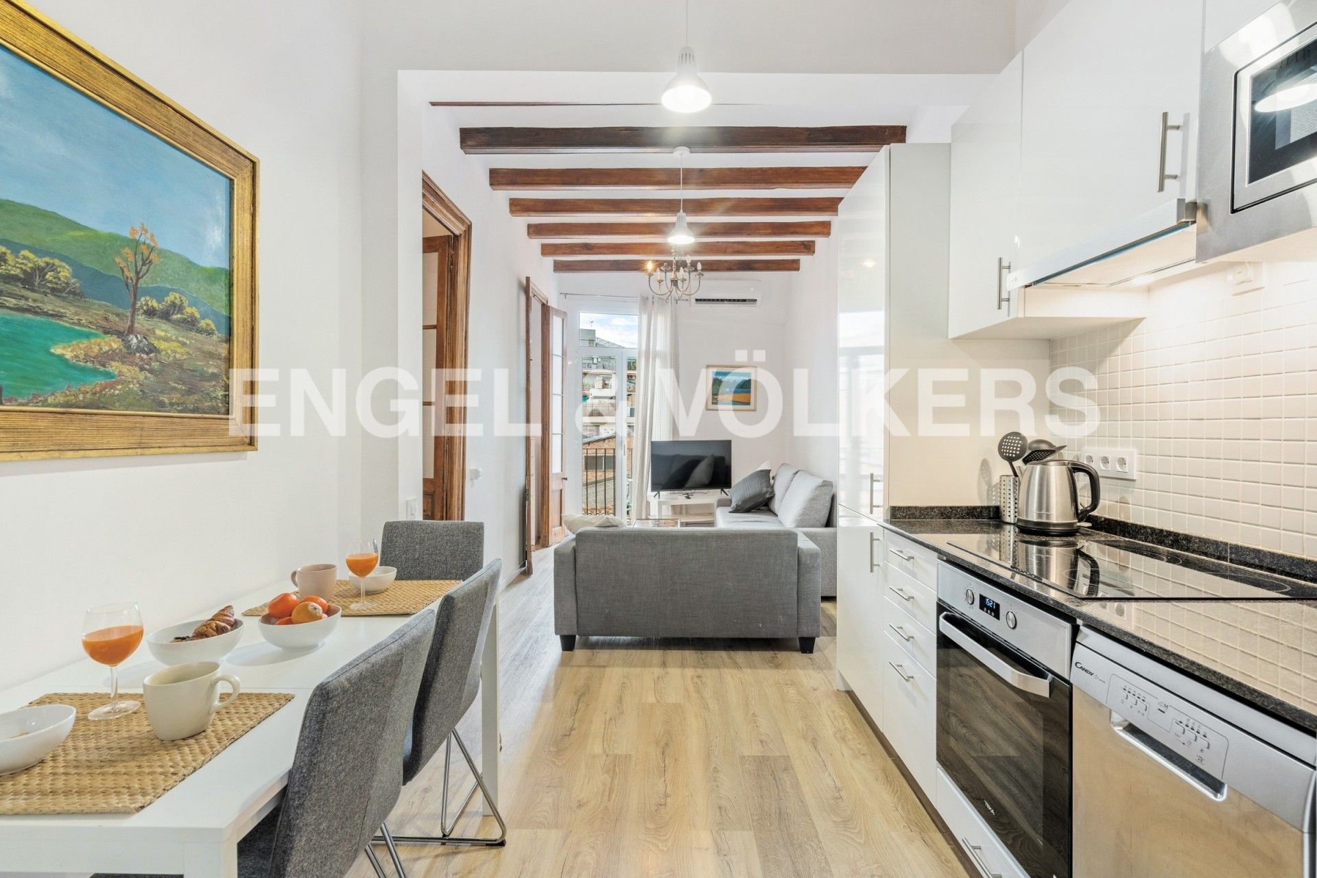 Kitchen of Apartment to rent in  Barcelona Capital  with Air Conditioner, Heating and Parquet flooring