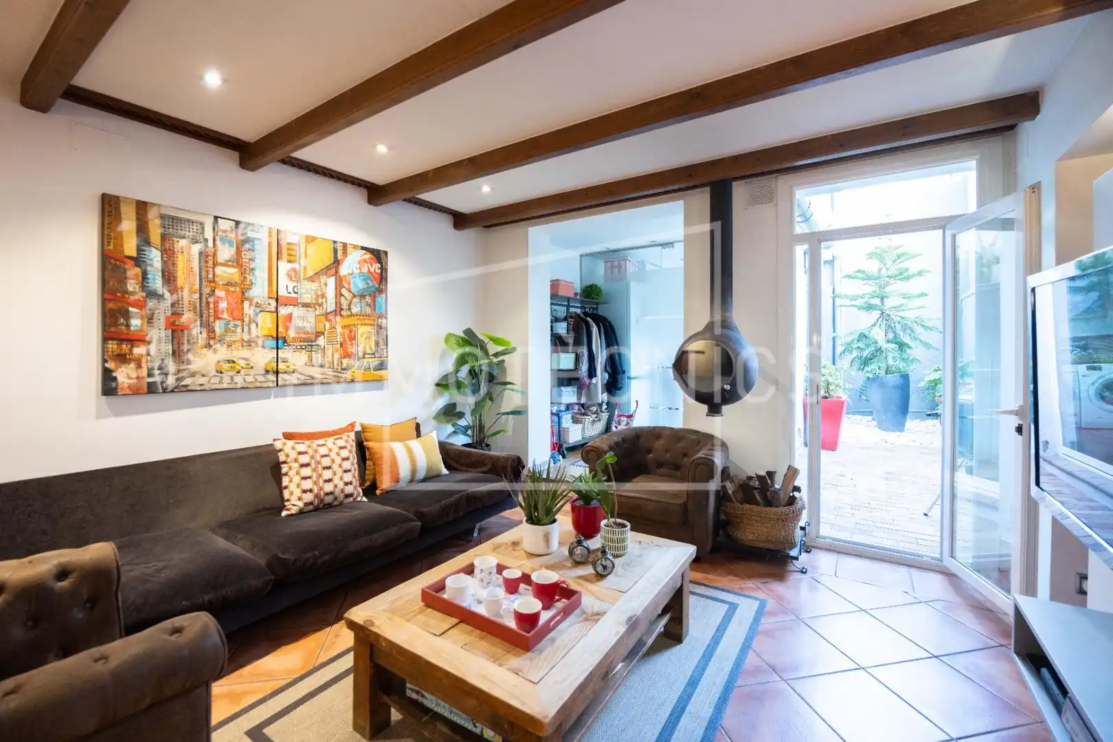 Sala de estar de Casa adosada en venta en Granollers con Balcón