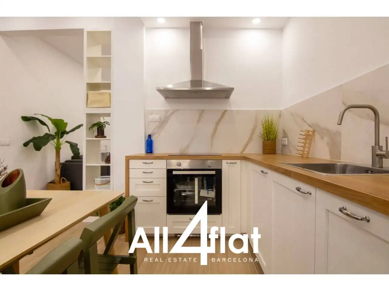 Küche von Wohnung zur Miete in Barcelona mit Klimaanlage, Parkett und Möbliert