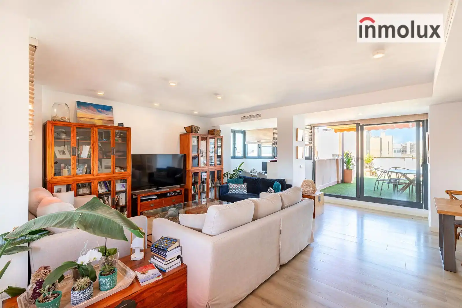 Wohnzimmer von Maisonette zur Miete in Alicante / Alacant mit Klimaanlage, Terrasse und Schwimmbad