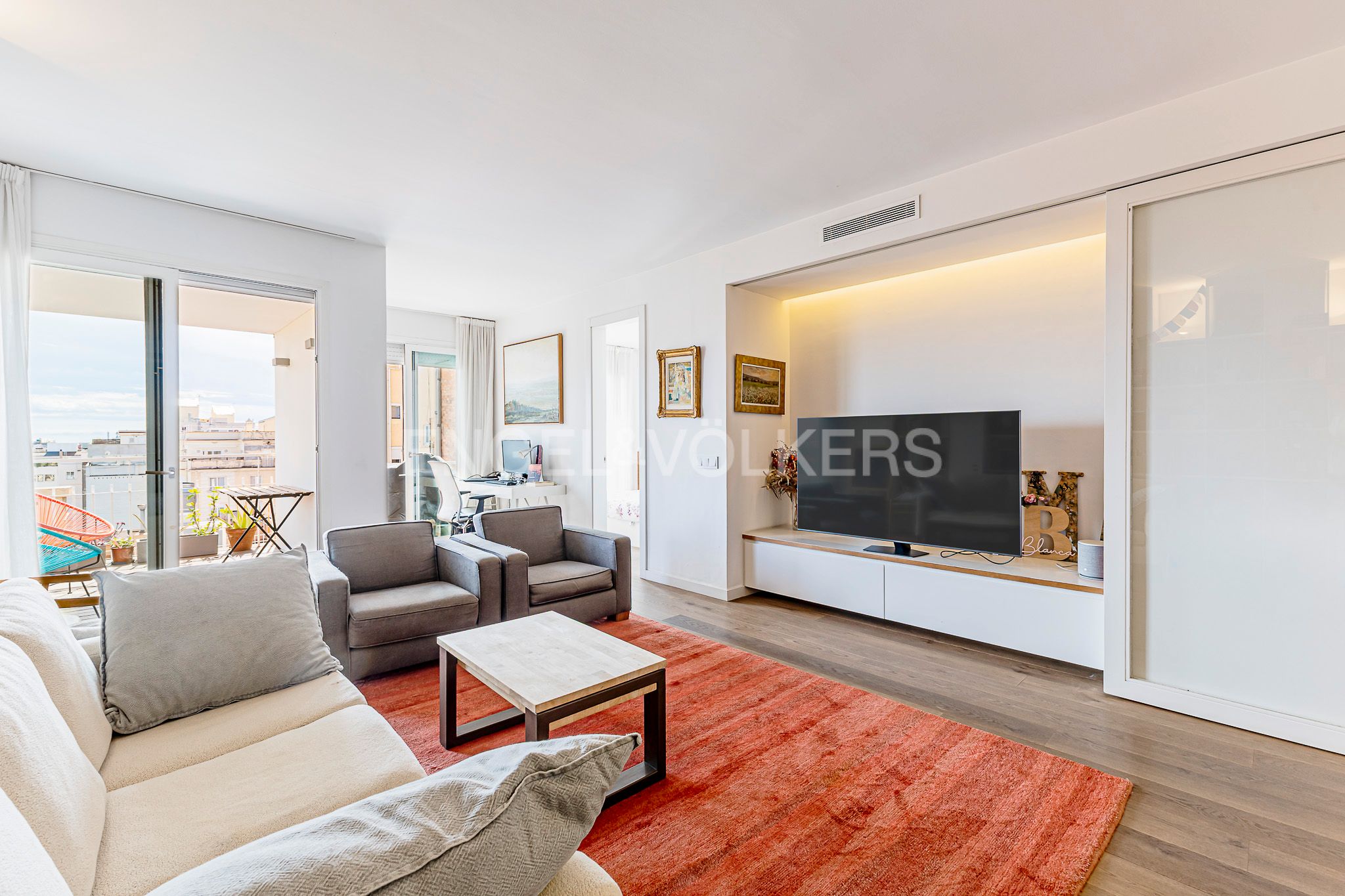 Sala d'estar de Apartament en venda en  Barcelona Capital amb Aire condicionat, Calefacció i Parquet