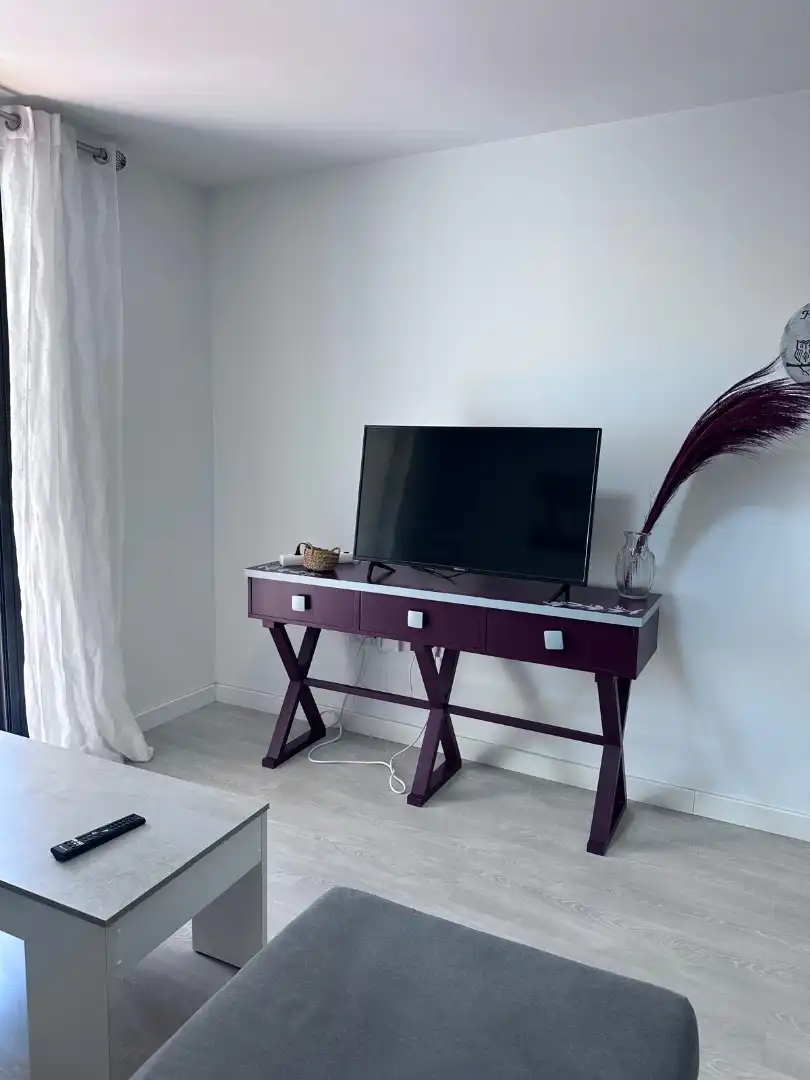 Sala d'estar de Pis de lloguer en Roquetas de Mar amb Aire condicionat, Terrassa i Moblat