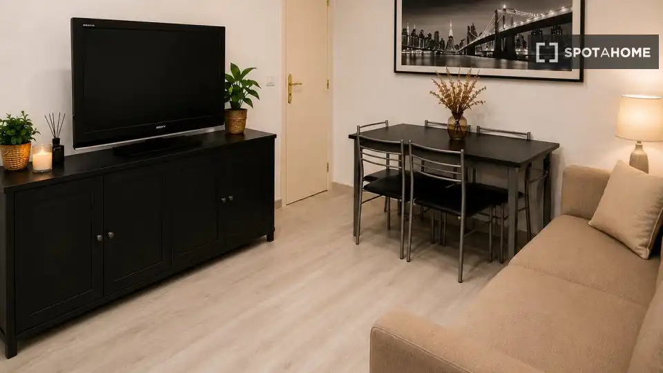 Living room of Flat for rent in Madrid  with Air Conditioner, Heating and Furnished