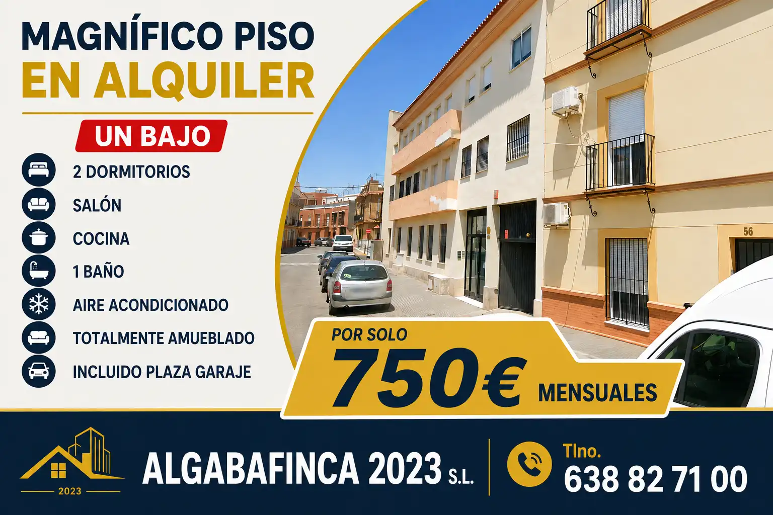 Aparcament de Pis de lloguer en La Algaba amb Aire condicionat, Moblat i Forn
