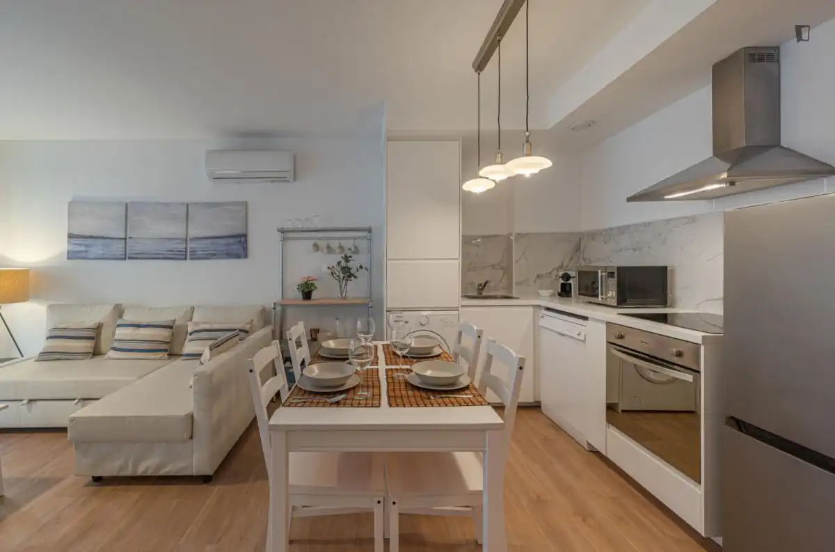 Cuina de Estudi de lloguer en Málaga amb Aire condicionat, Moblat i Forn