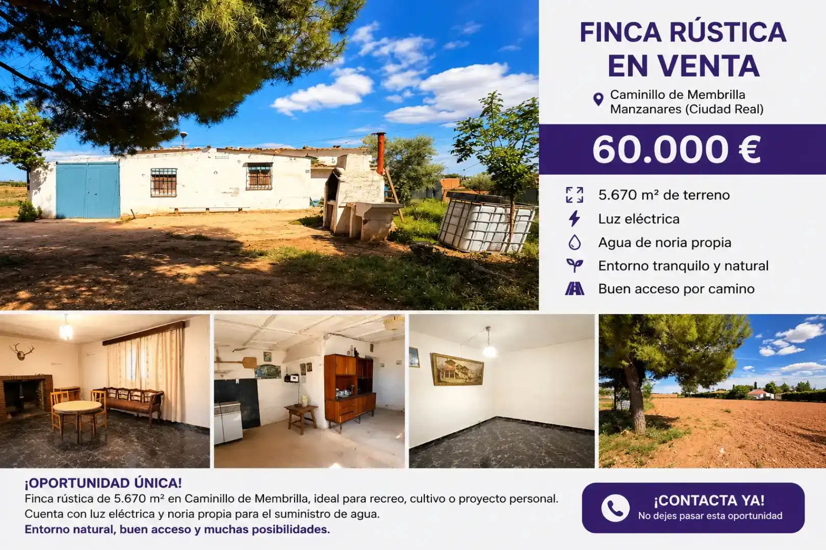 Finca rústica en venta en Membrilla