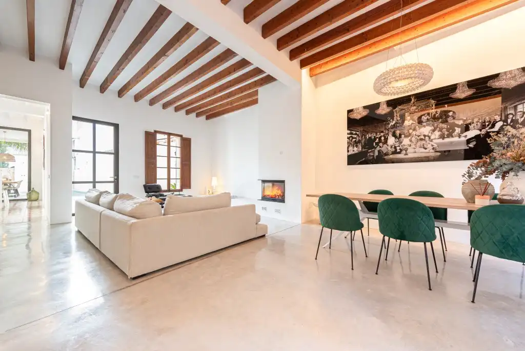 Wohnzimmer von Country house zur Miete in Pollença mit Klimaanlage, Heizung und Privatgarten