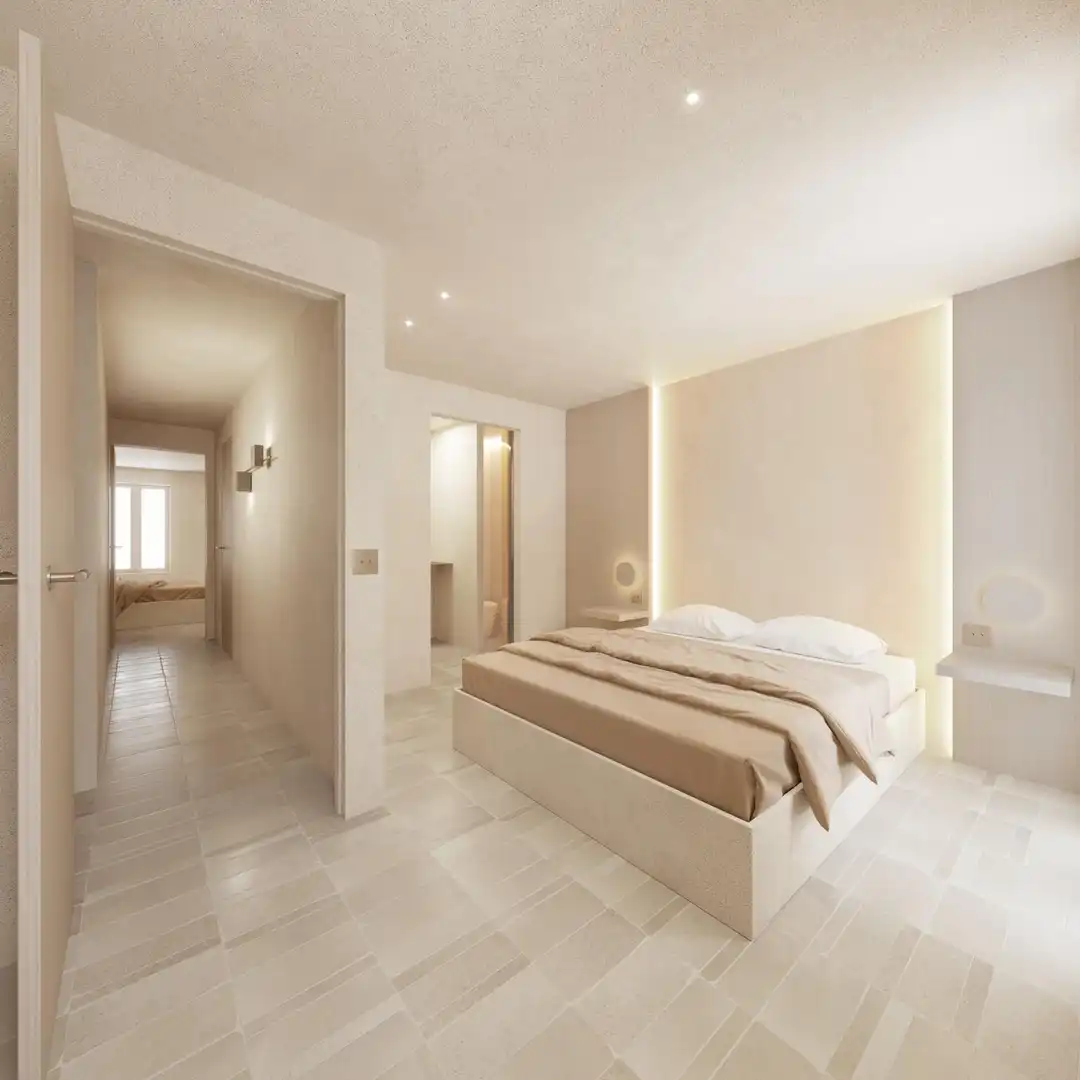 Schlafzimmer von Einfamilien-Reihenhaus zum Verkauf in Pollença mit Klimaanlage, Heizung und Terrasse