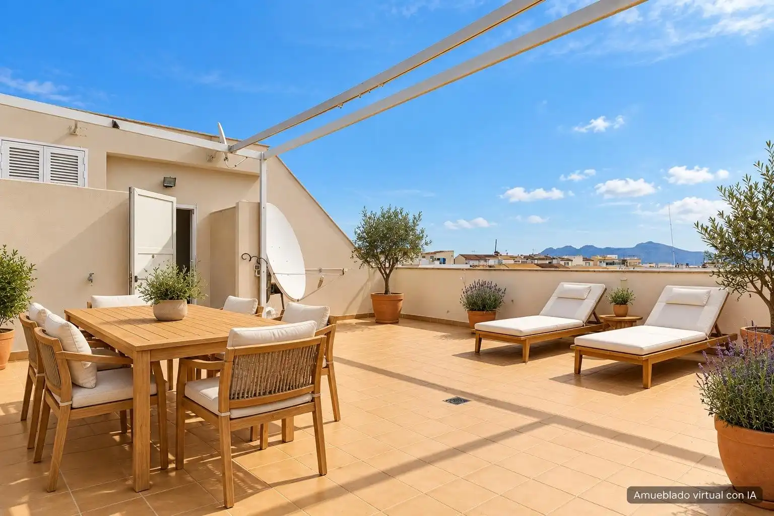 Terrasse von Dachboden zum Verkauf in Pollença mit Klimaanlage, Heizung und Parkett