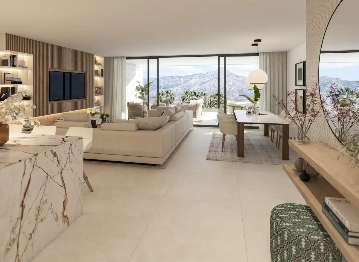 Sala de estar de Planta baja en venta en Marbella con Aire acondicionado, Jardín privado y Terraza