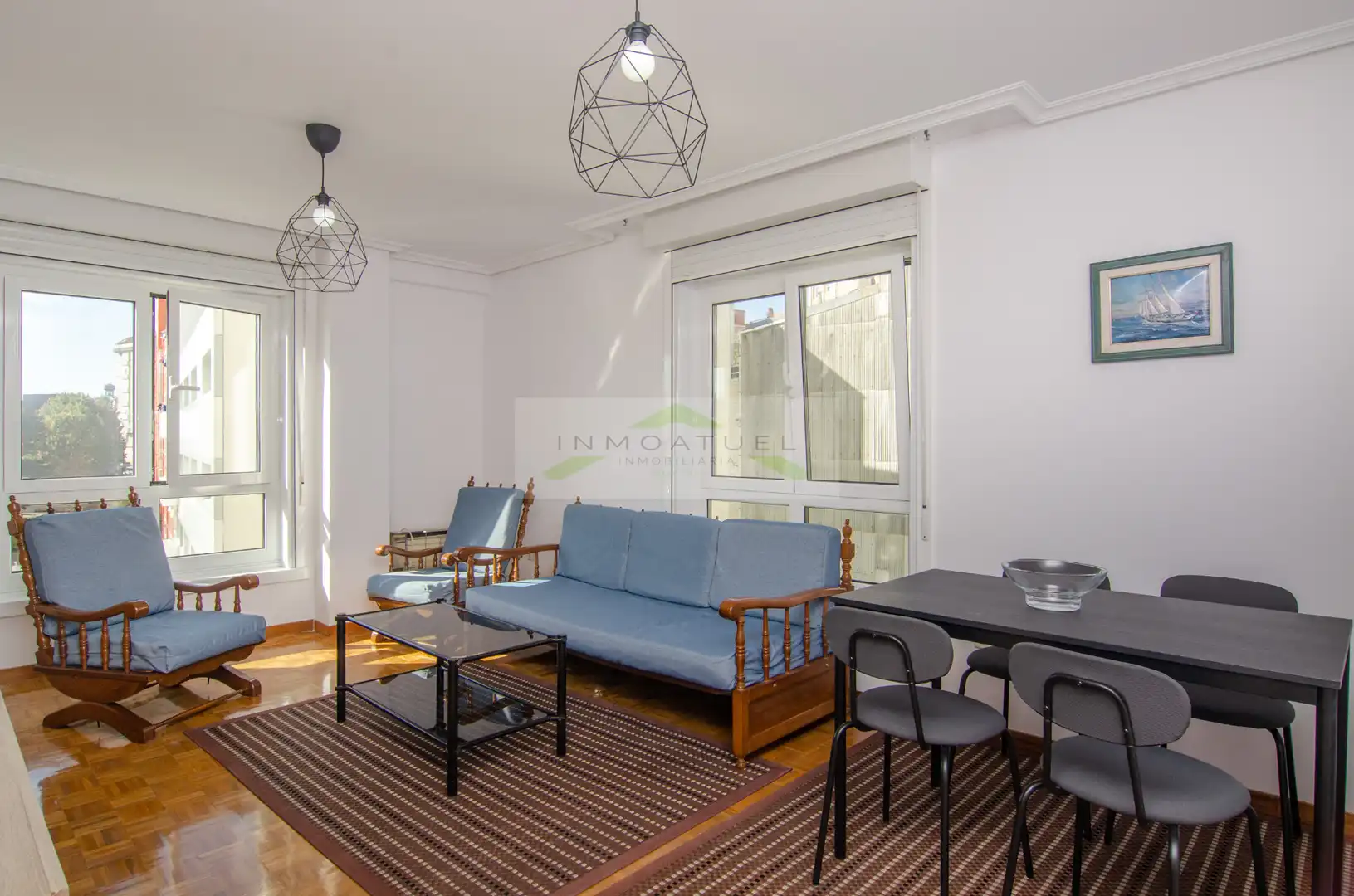 Wohnzimmer von Wohnung zur Miete in A Coruña Capital  mit Parkett, Möbliert und Ofen